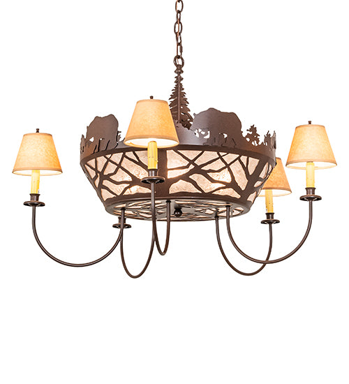 38" Wide Black Bear 5 Light Chandelier