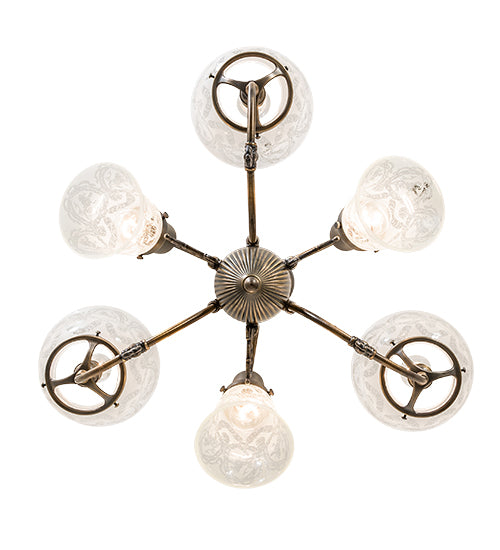 27" Wide Revival Gas & Electric 6 Light Chandelier