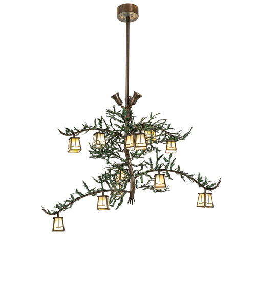 52" Wide Pine Branch Valley View 12 Light Oblong Chandelier