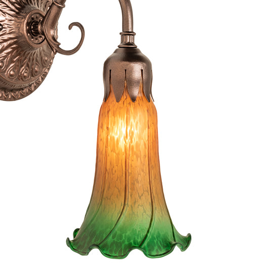 5" Wide Amber/Green Pond Lily Victorian Wall Sconce