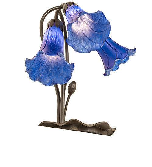 16" High Blue Tiffany Pond Lily 3 Light Accent Lamp