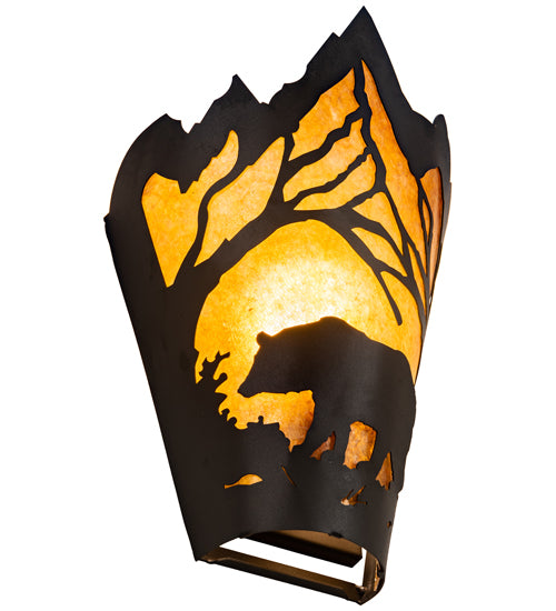 8" Wide Bear At Dawn Wall Sconce