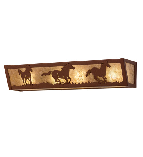 24" Wide Running Horses Vanity Light