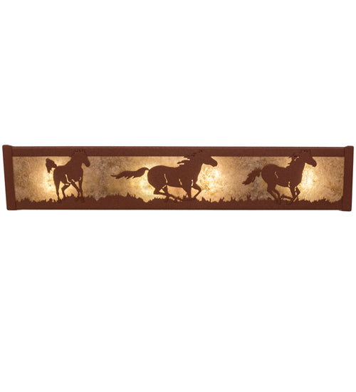 24" Wide Running Horses Vanity Light