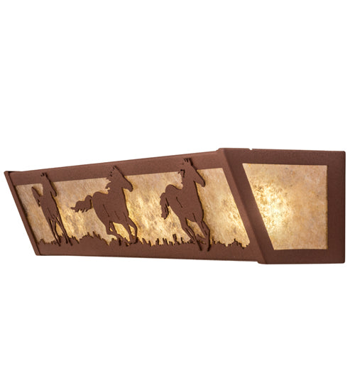 24" Wide Running Horses Vanity Light