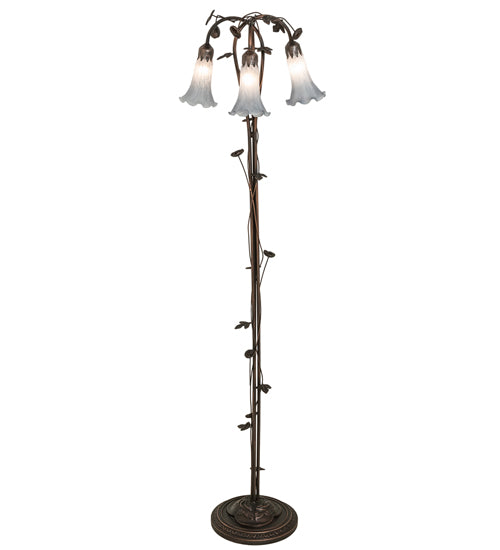 58" High Gray Tiffany Pond Lily 3 Light Floor Lamp