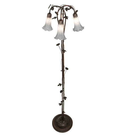 58" High Gray Tiffany Pond Lily 3 Light Floor Lamp