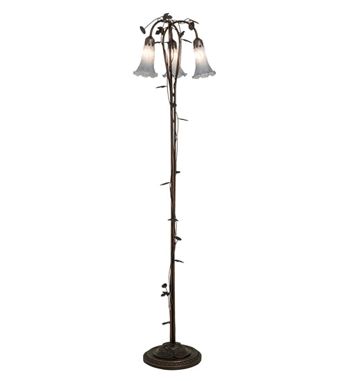 58" High Gray Tiffany Pond Lily 3 Light Floor Lamp