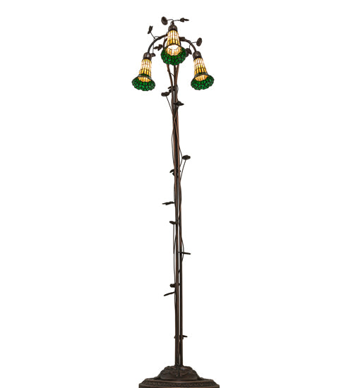 58" High Stained Glass Pond Lily 3 Light Floor Lamp