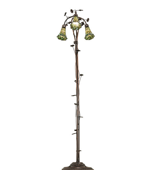 58" High Stained Glass Pond Lily 3 Light Floor Lamp