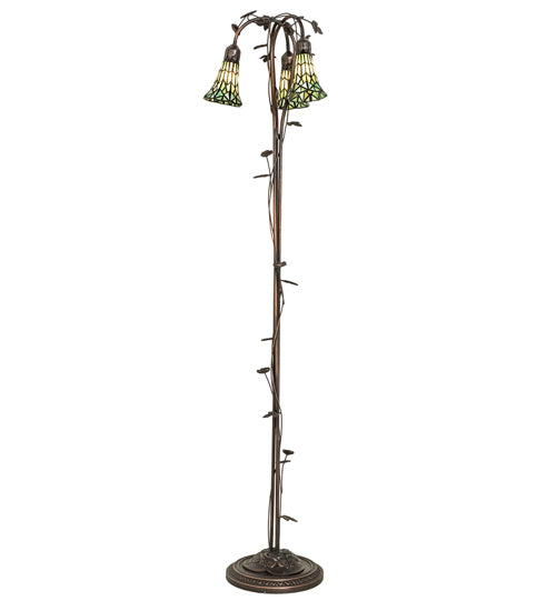 58" High Stained Glass Pond Lily 3 Light Floor Lamp