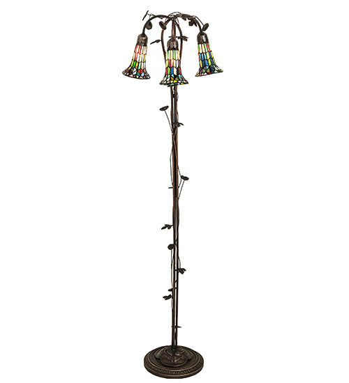 58" High Stained Glass Pond Lily 3 Light Floor Lamp