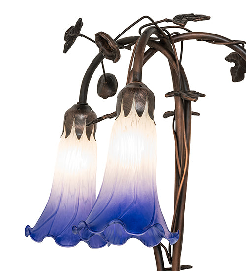 58" High Blue/White Pond Lily 3 Light Floor Lamp