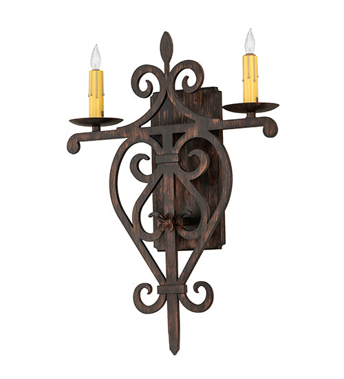 15" Wide Fleur De Lys 2 Light Wall Sconce