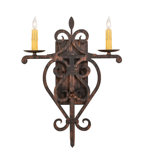 15" Wide Fleur De Lys 2 Light Wall Sconce