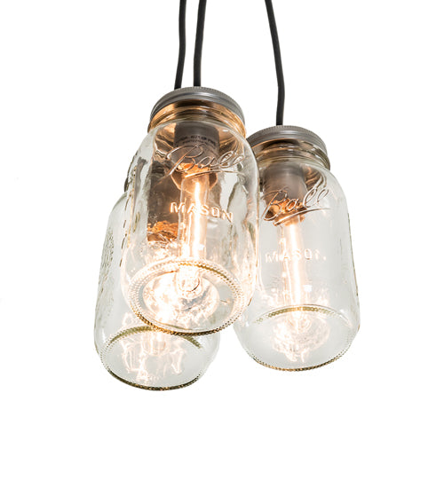 9" Wide Mason Jar 3 Light Pendant