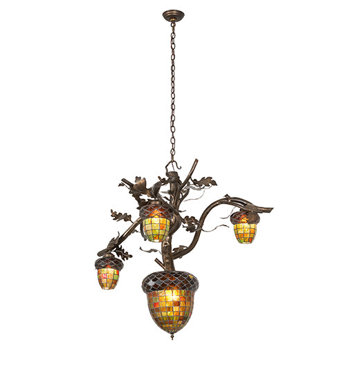 48" Wide Acorn Branch 4 Light Chandelier