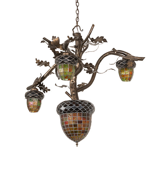 48" Wide Acorn Branch 4 Light Chandelier