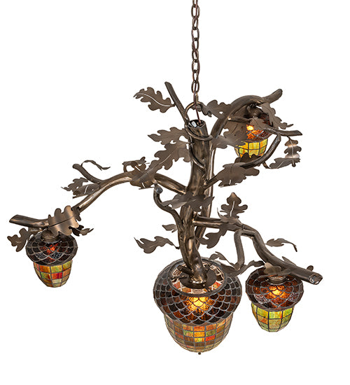 48" Wide Acorn Branch 4 Light Chandelier