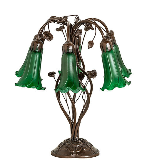 18" High Green Tiffany Pond Lily 6 Light Table Lamp