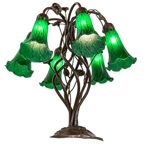 18" High Green Tiffany Pond Lily 6 Light Table Lamp