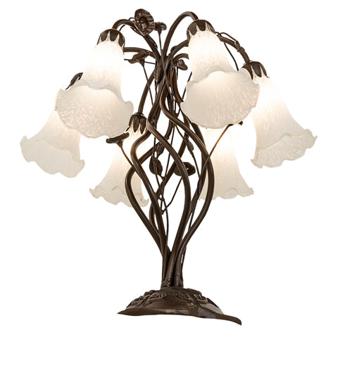 18" High White Tiffany Pond Lily 6 Light Table Lamp