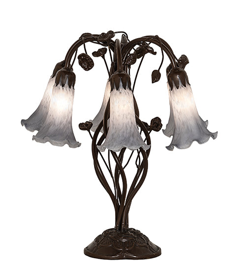 19" High Gray Tiffany Pond Lily 6 Light Table Lamp