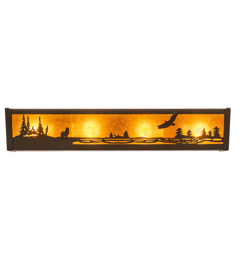 24" Wide Wolf And Eagle On The Loose Vanity Light