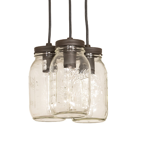 9" Wide Mason Jar 3 Light Pendant