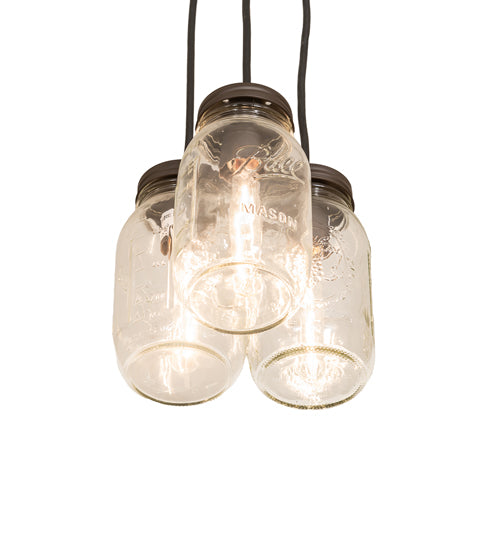 9" Wide Mason Jar 3 Light Pendant