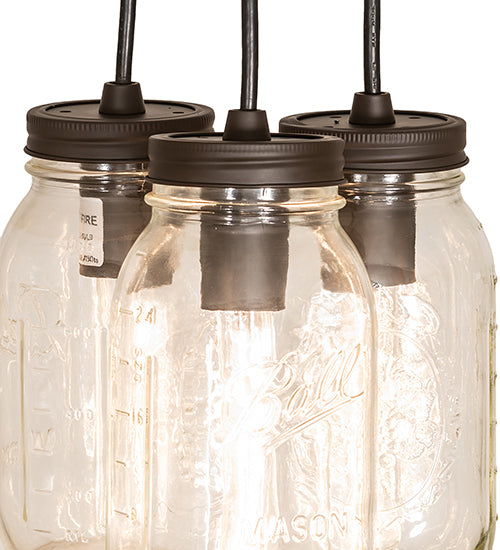 9" Wide Mason Jar 3 Light Pendant