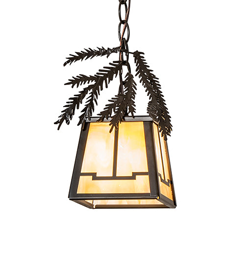 5.5" Square Pine Branch Valley View Mini Pendant