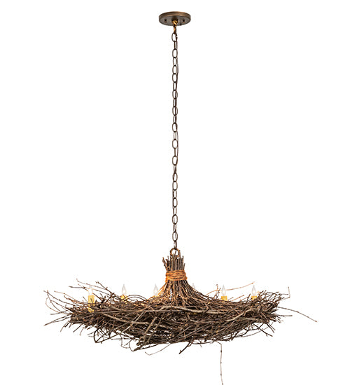 32" Long Twigs 6 Light Oblong Chandelier