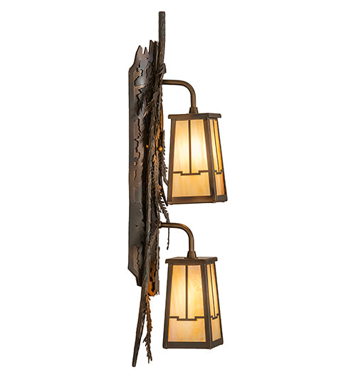 7" Wide Pine Branch Valley View 2 Light Wall Sconce