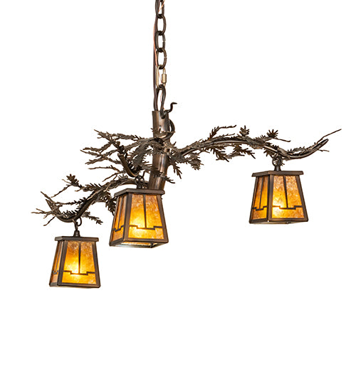 24" Wide Pine Branch Valley View 3 Light Chandelier