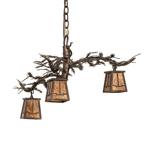 24" Wide Pine Branch Valley View 3 Light Chandelier