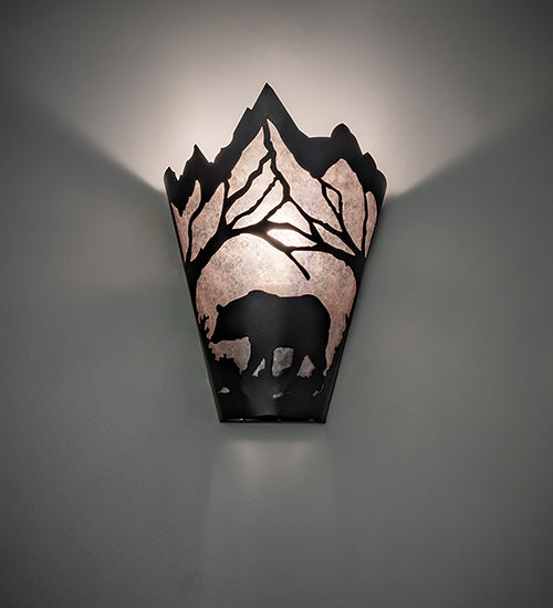 8" Wide Bear At Dawn Wall Sconce