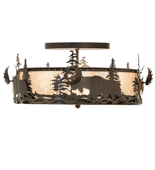 26" Wide Moose At Dusk Flushmount