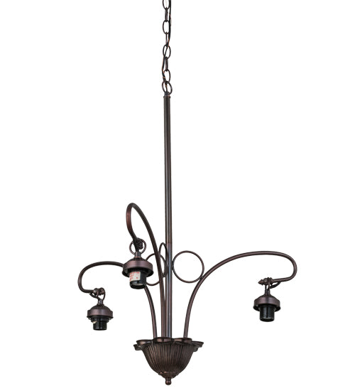 24"W Mahogany Bronze 3 Lt Chandelier Hardware