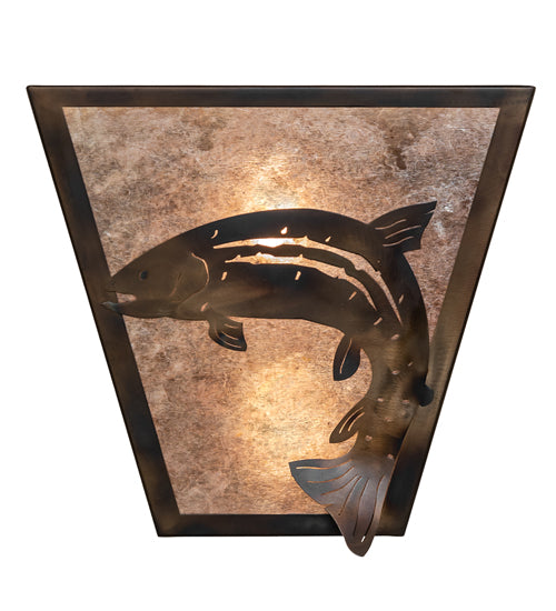 13" Wide Leaping Trout Wall Sconce