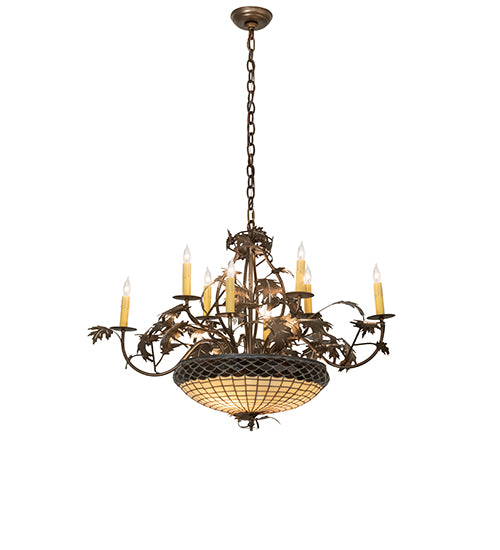 42" Long Greenbriar Oak 8 Arm Chandelier