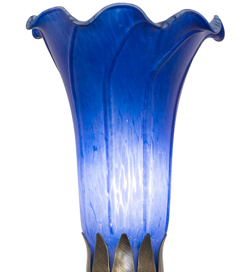 15" High Blue Tiffany Pond Lily Nouveau Lady Accent Lamp