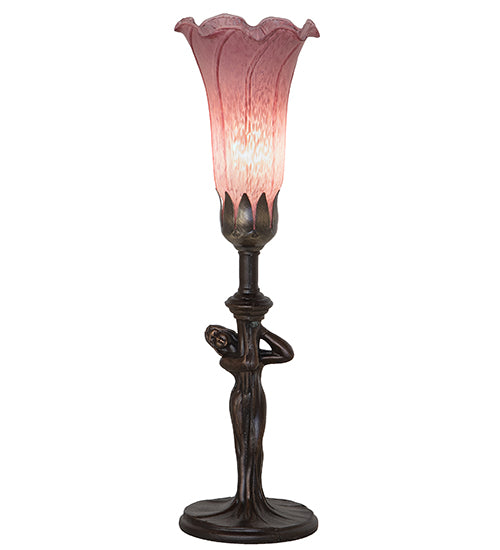 15" High Lavender Tiffany Pond Lily Nouveau Lady Accent Lamp