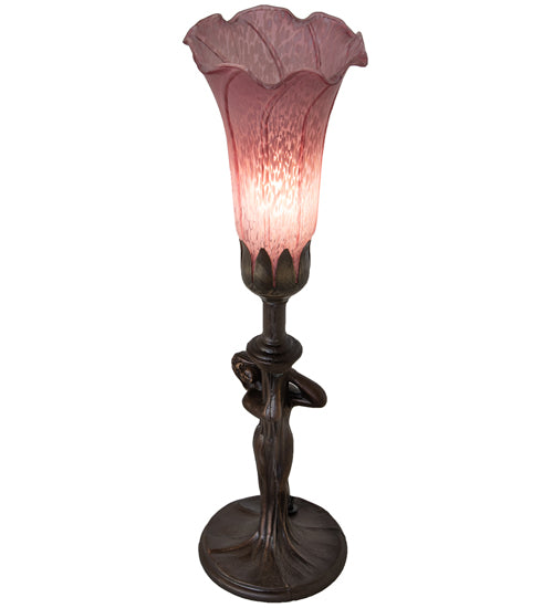 15" High Lavender Tiffany Pond Lily Nouveau Lady Accent Lamp