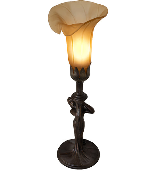 15" High Amber Tiffany Pond Lily Nouveau Lady Accent Lamp