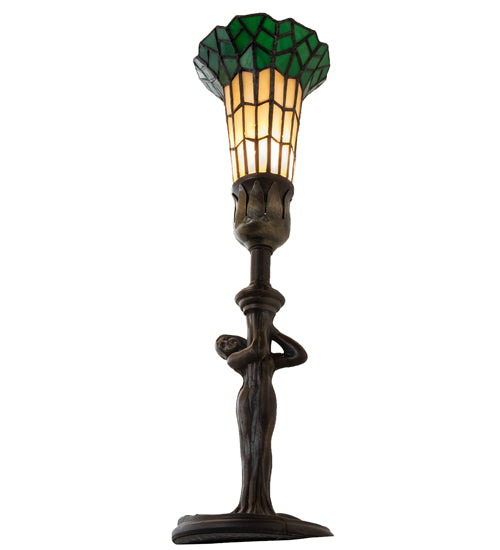 15" High Stained Glass Pond Lily Nouveau Lady Accent Lamp