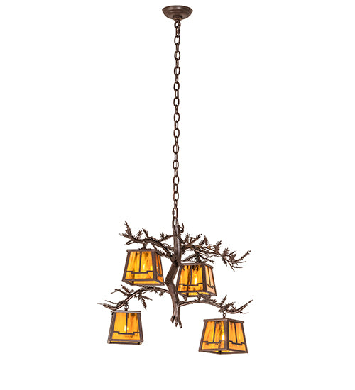 28" Wide Pine Branch Valley View 4 Light Chandelier