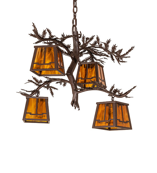 28" Wide Pine Branch Valley View 4 Light Chandelier