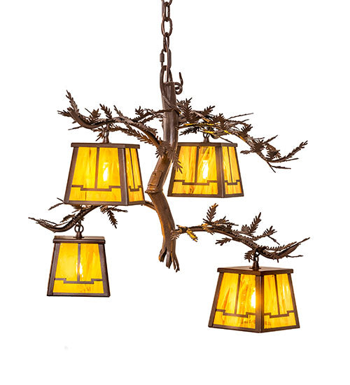 28" Wide Pine Branch Valley View 4 Light Chandelier