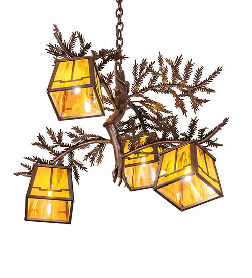 28" Wide Pine Branch Valley View 4 Light Chandelier